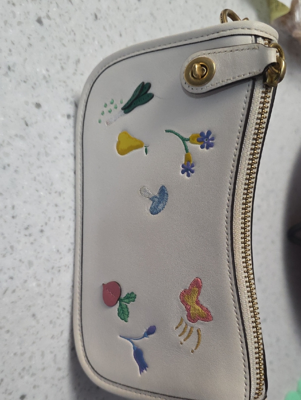 Coach White Floral Appliqué Pouch